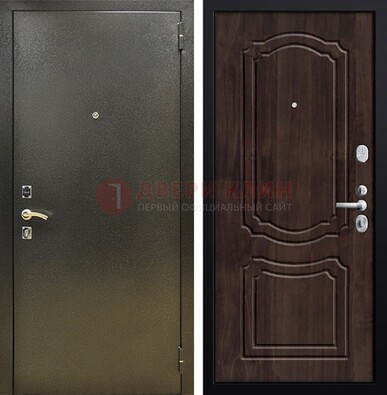 Темно-серая железная дверь с порошковым покрытием и коричневой МДФ ДП-288 в Кашире