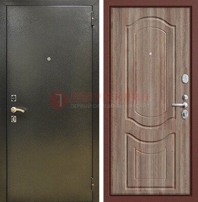 Темно-серая входная дверь с порошковым покрытием и коричневая МДФ ДП-290 в Кашире
