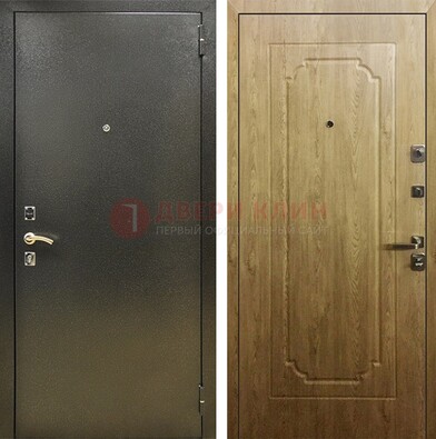 Темно-серая входная дверь с порошковым покрытием и МДФ Золотой дуб ДП-291 в Кашире