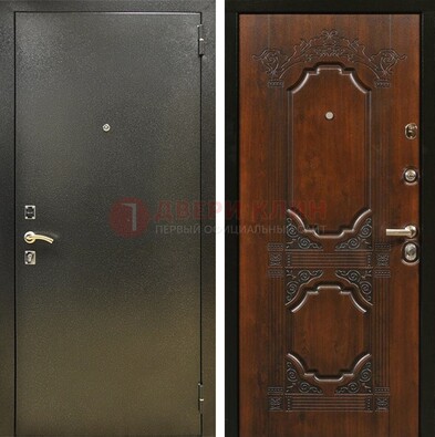 Входная дверь Темное серебро с порошковым покрытием и МДФ с узором ДП-293 в Кашире