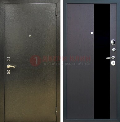Входная темная дверь с порошковым покрытием и МДФ со стеклом ДП-294 в Кашире