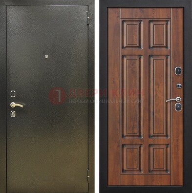 Металлическая входная темная дверь с порошковым напылением и МДФ ДП-299 в Кашире