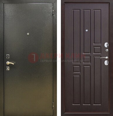 Входная темно-серая дверь с порошковым напылением и коричневой МДФ ДП-301 в Кашире