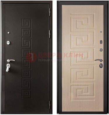 Коричневая стальная дверь с порошковым напылением с дизайном ДП-37 в Кашире