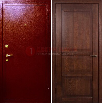 Красная железная дверь с порошковым окрасом ДП-58 в Кашире