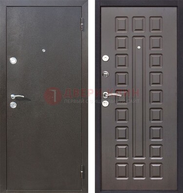Коричневая железная дверь с порошковым окрасом ДП-63 в Кашире