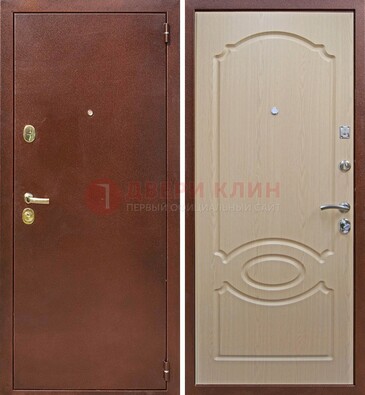 Коричневая металлическая дверь с порошковым окрасом ДП-76 в Кашире