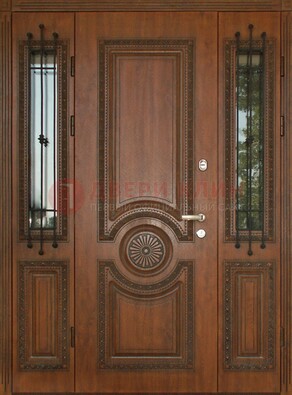 Парадная распашная стальная дверь Винорит со стеклом ДПР-106 в Кашире