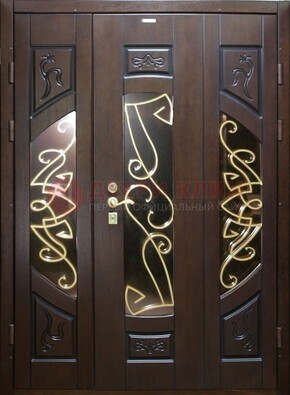 Парадная дверь со стеклом и ковкой ДПР-1 в каркасный дом в Кашире
