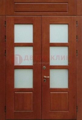 Металлическая парадная дверь со стеклом ДПР-69 для загородного дома в Кашире