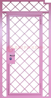 Розовая металлическая решетчатая дверь ДР-15 в Кашире