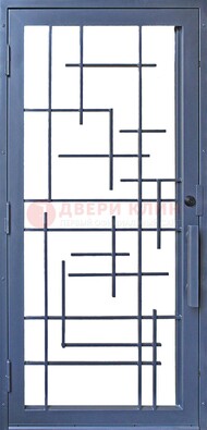 Современная железная решетчатая дверь синяя ДР-31 в Кашире
