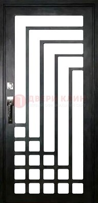 Черная стальная решетчатая дверь в современном стиле ДР-43 в Кашире