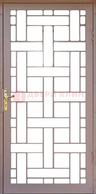 Коричневая металлическая решетчатая дверь для дома ДР-47 в Кашире
