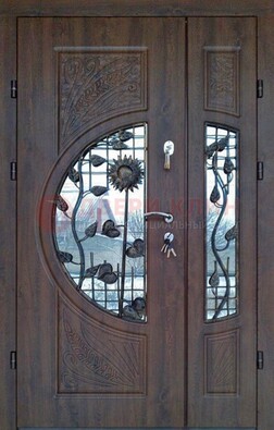 Входная дверь стекло с ковкой и резьбой ДСК-202 в Кашире