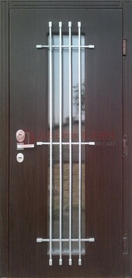 Современная стальная дверь с Виноритом стеклом и ковкой ДСК-262 в Кашире