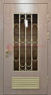 Железная дверь Винорит со стеклом и ковкой с решеткой ДСК-265 в Кашире