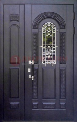 Входная дверь Винорит со стеклом и ковкой с узором ДСК-270 в Кашире