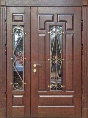 Стальная распашная дверь Винорит стекло и ковка ДСК-274 в Кашире
