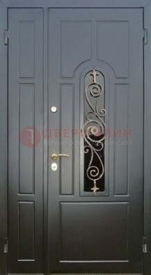 Металлическая дверь Винорит со стеклом в темном цвете ДСК-276 в Тамбове