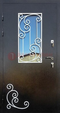 Входная дверь Порошок со стеклом и ковкой ДСК-278 в Кашире