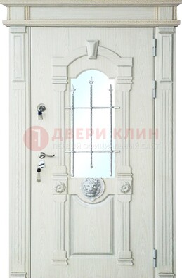 Герметичная входная дверь со стеклом и ковкой с украшением ДСК-64 в Кашире