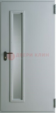 Белая железная противопожарная дверь со вставкой из стекла ДТ-9 в Ростове-На-Дону
