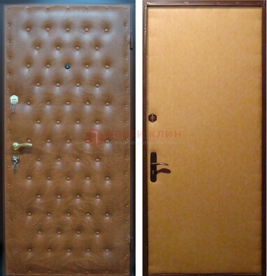 Желтая железная дверь с винилискожей ДВ-2 в Кашире