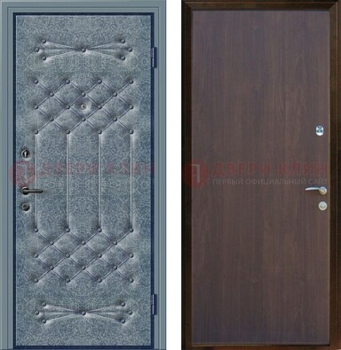 Серая металлическая дверь с винилискожей ДВ-35 в Кашире