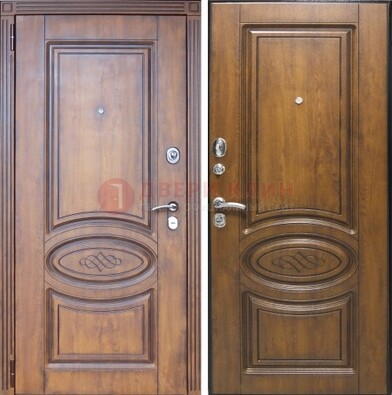 Коричневая металлическая дверь с виноритом ДВТ-10 в Ликино-Дулево