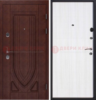 Уличная темная филенчатая дверь с виноритом и МДФ Белый ясень ДВТ-141 в Кашире