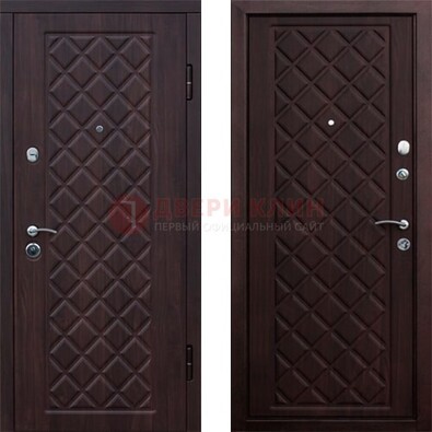 Коричневая металлическая дверь с МДФ с двух сторон ДМ-1555 в Кашире
