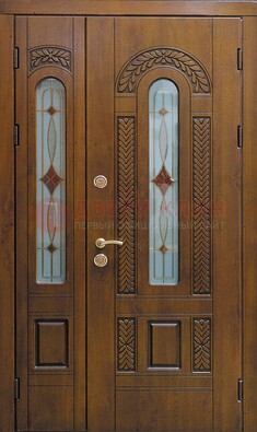 Темная стальная дверь с виноритом и стеклом ДВТ-179 в Балашихе