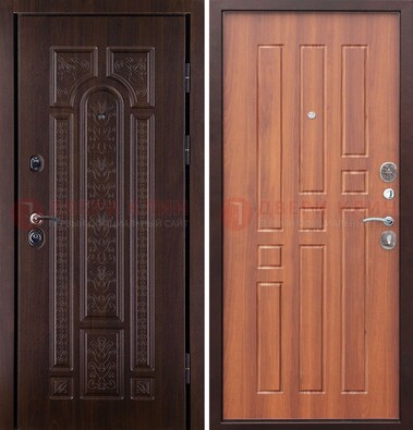 Темная металлическая дверь с виноритом и узором ДВТ-224 в Кашире