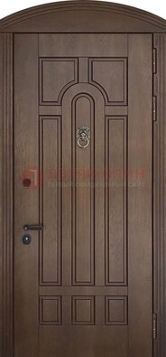Коричневая стальная дверь с виноритом в форме арки ДВТ-237 в Волоколамске