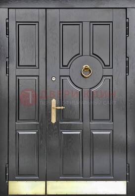 Черная металическая дверь с виноритом для дома ДВТ-241 в Кашире