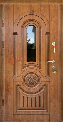 Классическая стальная дверь Винорит со стеклом и узором ДВТ-261 в Курске