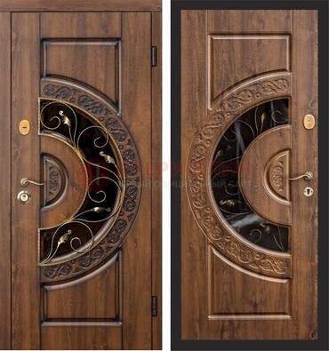 Металлическая дверь с виноритом и панелью Золотой Дуб ДВТ-71 в Кашире