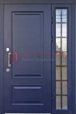 Синяя дверь с виноритом и стеклянными вставками  ДВТ-79 в Кашире