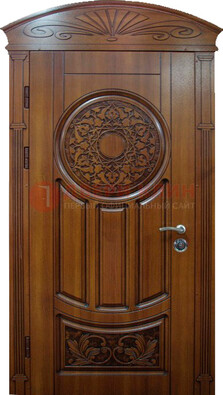 Коричневая стальная дверь с виноритом ДВТ-7 в Кашире