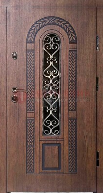Стальная коричневая дверь с виноритом и МДФ ДВТ-81 в Кашире