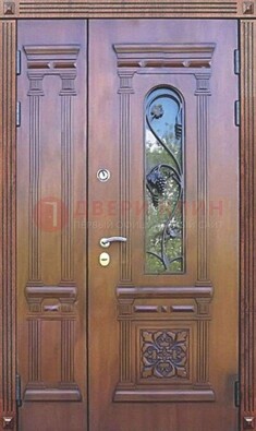Железная коричневая филенчатая дверь с виноритом и МДФ ДВТ-85 в Кашире