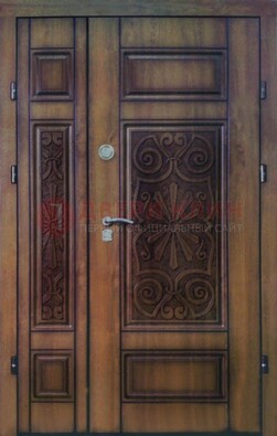 Входная железная дверь с виноритом и резьбой ДВТ-96 в Кашире
