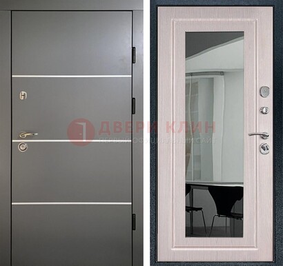 Черная металлическая дверь с зеркалом ДЗ-12 в Балашихе