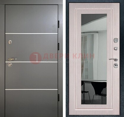 Черная металлическая дверь с зеркалом ДЗ-12 в Кашире