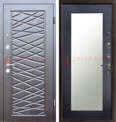 Современная серая входная дверь МДФ с зеркалом ДЗ-145 в Кашире