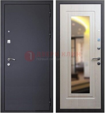 Черная металлическая дверь с зеркалом ДЗ-26 в Кашире