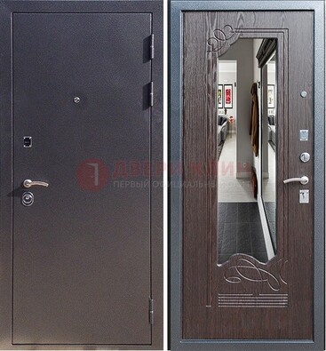 Черная входная дверь с зеркалом МДФ внутри ДЗ-29 в Кашире
