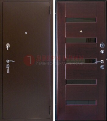 Темная железная дверь с зеркалом ДЗ-42 в Кашире