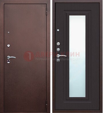 Коричневая металлическая дверь с зеркалом ДЗ-43 в Калуге